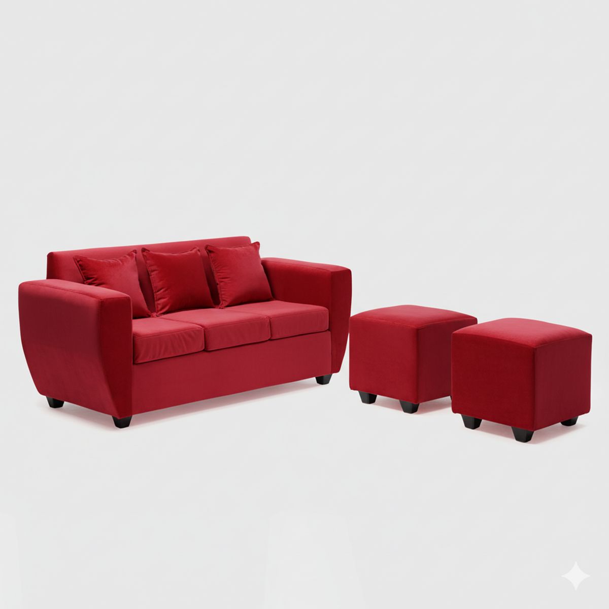 DECO OUTLET - Living Kansas 3 cuerpos + 2 Pouf Felpa