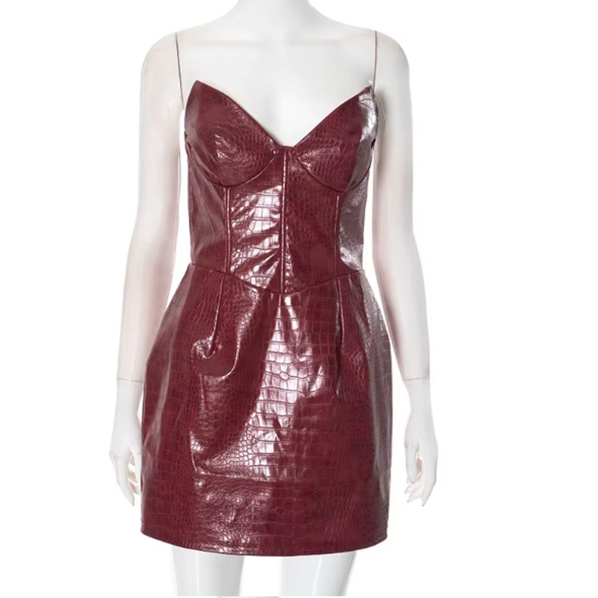 VELVET - Vestido Cuerina Mega Burdeo