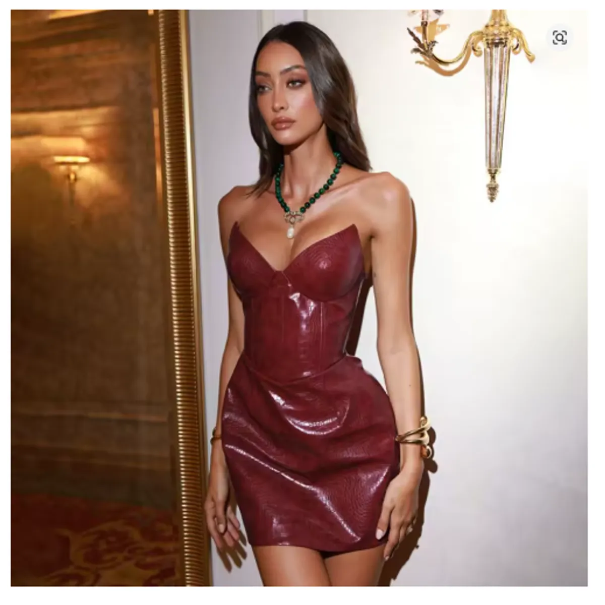 VELVET - Vestido Cuerina Mega Burdeo