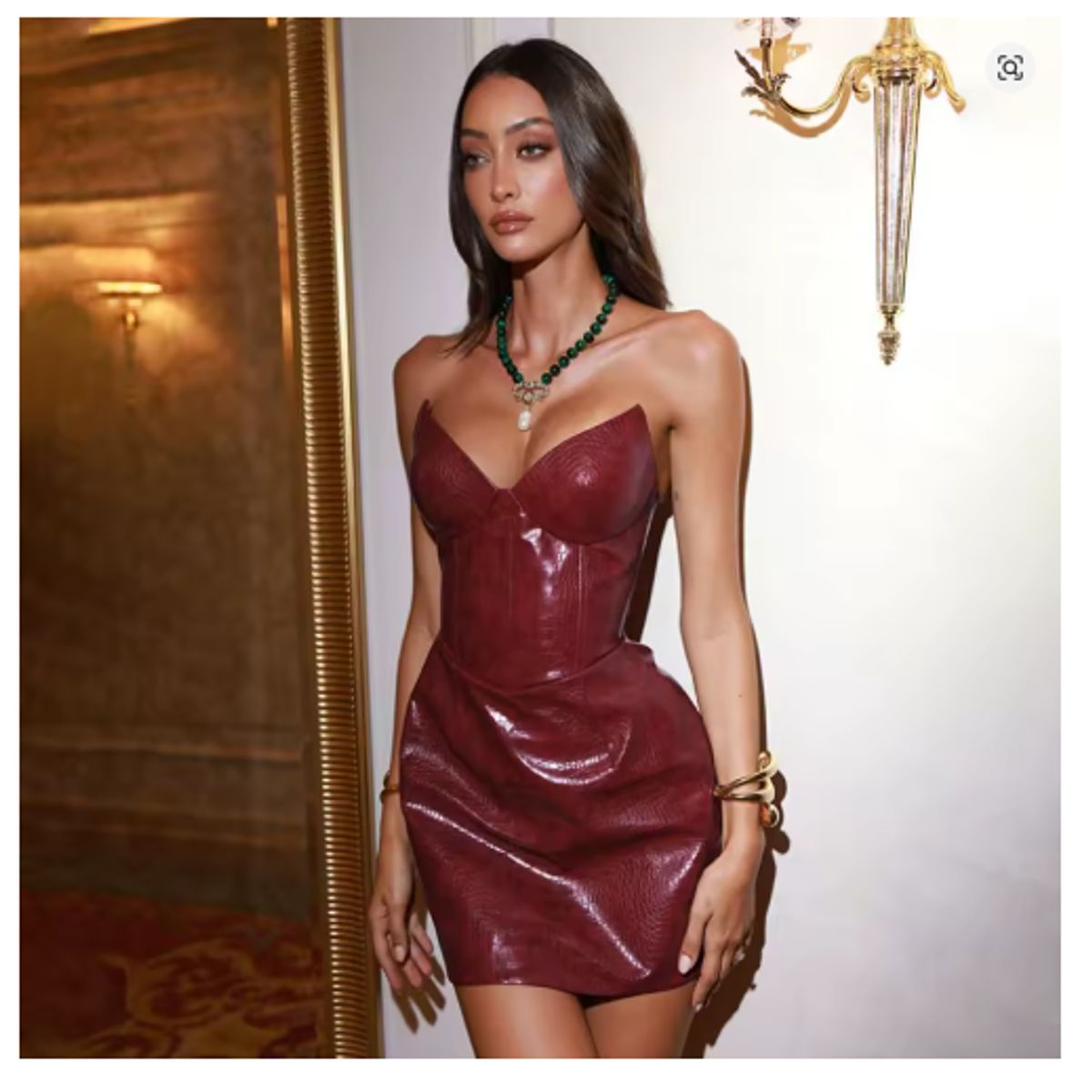 VELVET - Vestido Cuerina Mega Burdeo