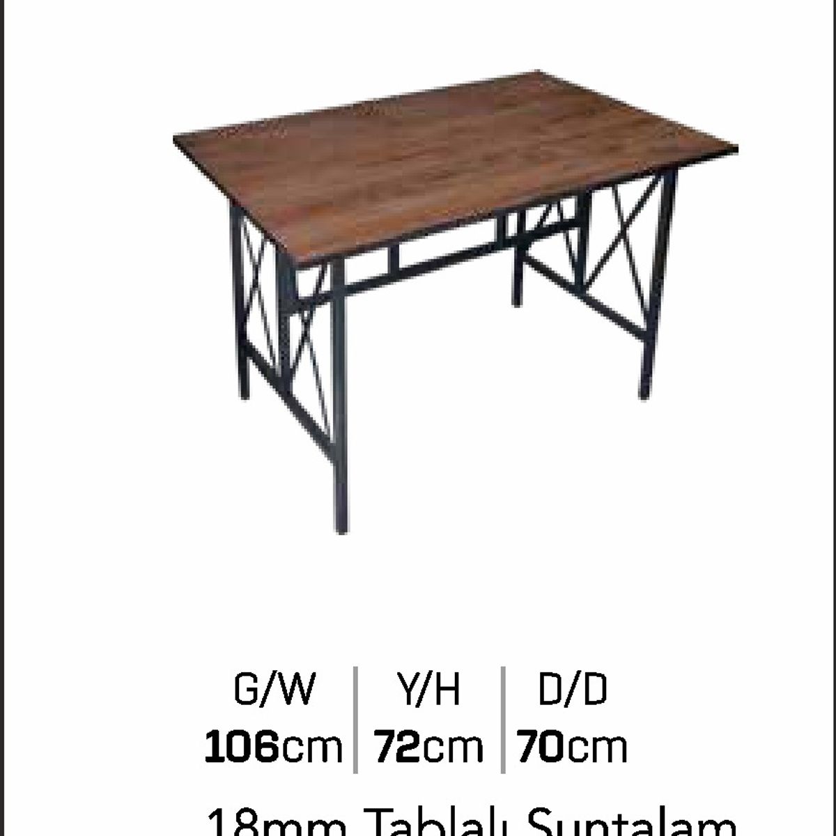 GENERICO - Escritorio Moderno con Estructura Metálica 106x70x72 cm color Cafe