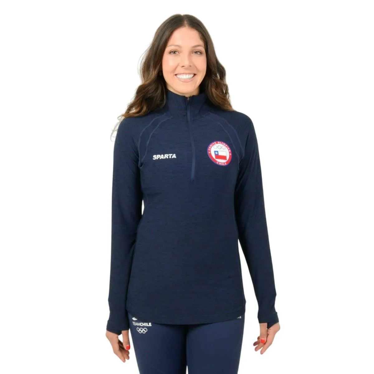 SPARTA - Polerón Running Mujer Sparta Team Chile Quarter Zip Azul