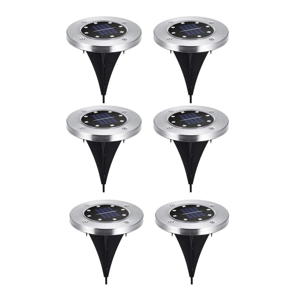 SOHOGAR - Set 6 focos led carga solar para jardín con estaca