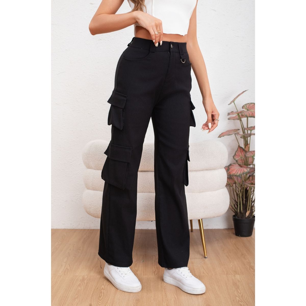 LIKE SHOP - Pantalón Mujer Cargo Recto Ancho Full Elasticado Primavera Verano 2009