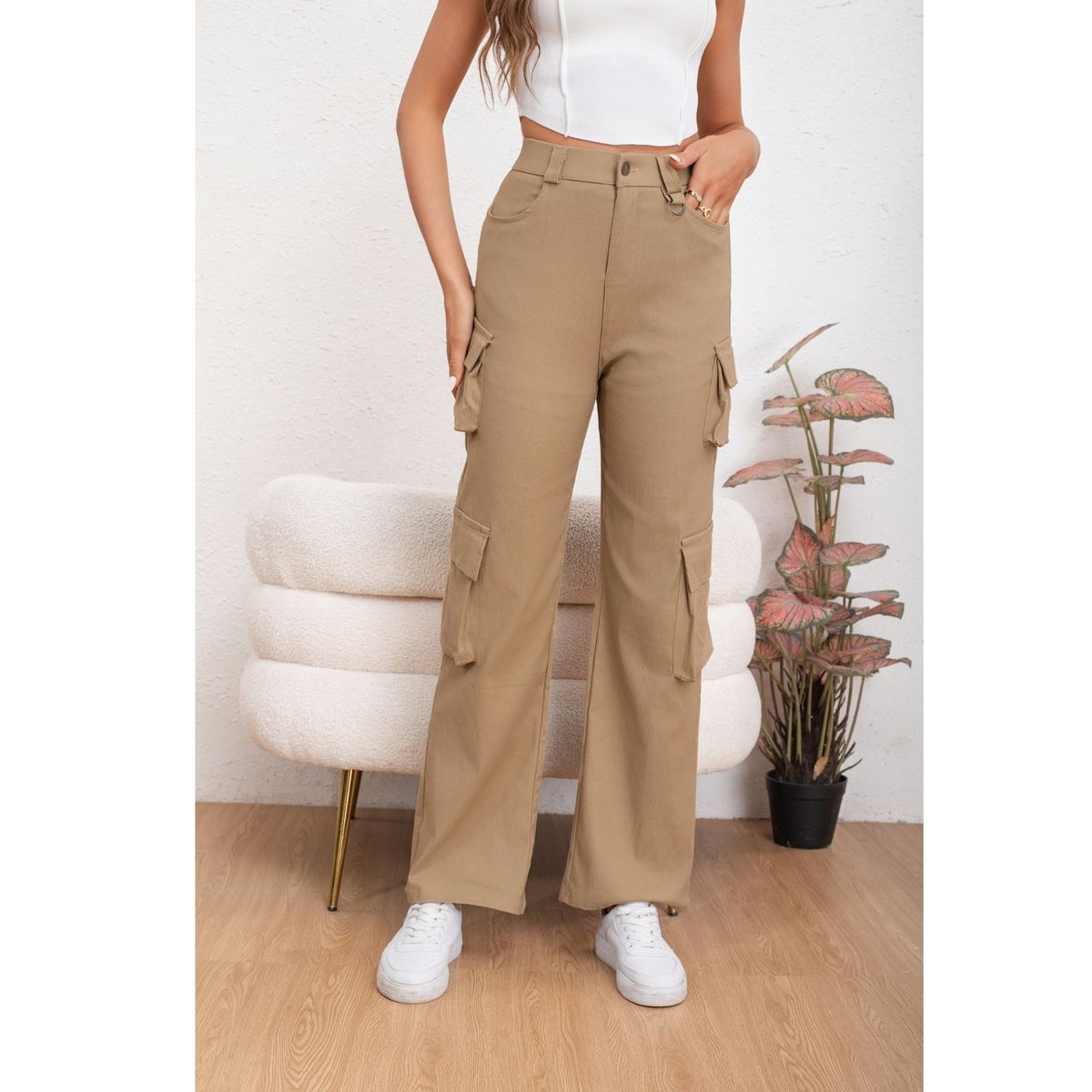 LIKE SHOP - Pantalón Mujer Cargo Recto Ancho Full Elasticado Primavera Verano 2009