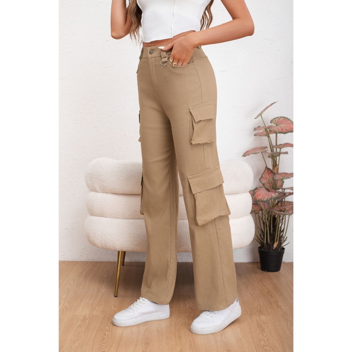 LIKE SHOP - Pantalón Mujer Cargo Recto Ancho Full Elasticado Primavera Verano 2009