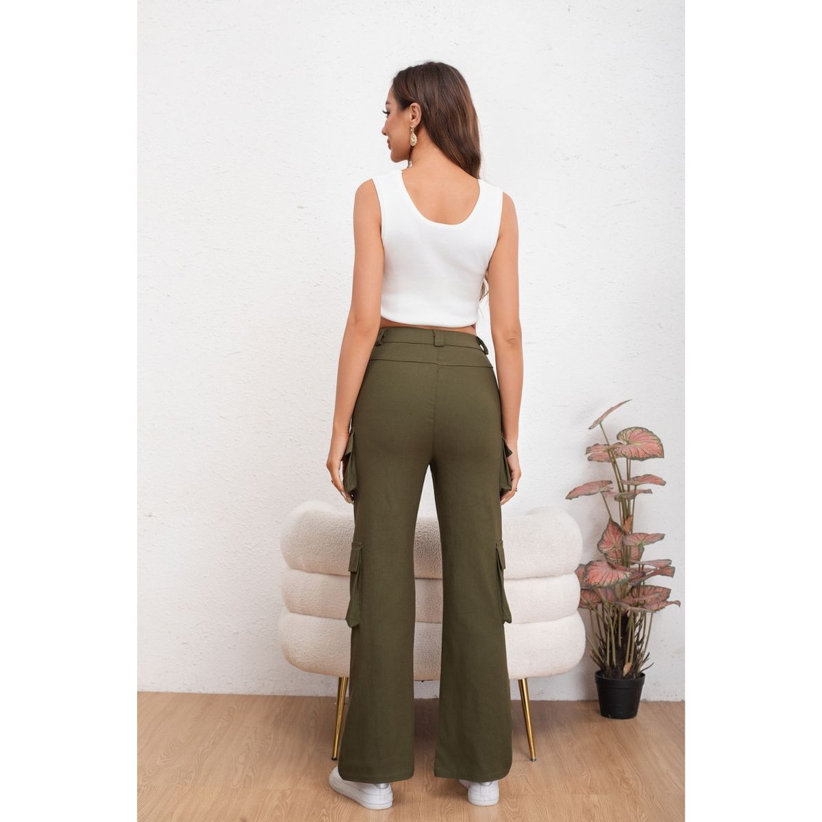 LIKE SHOP - Pantalón Mujer Cargo Recto Ancho Full Elasticado Primavera Verano 2009