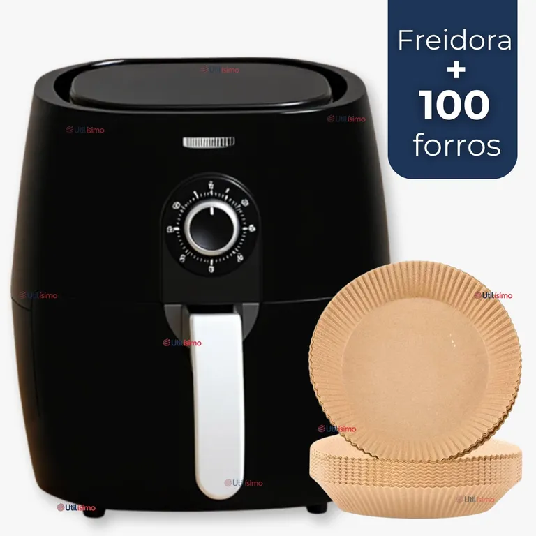 Freidora De Aire 5 Litros 1350W +Kit De 100 Forros Antiadherentes