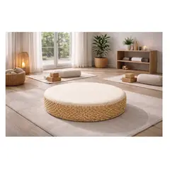 GENERICO - Puf Redondo de Yute Elysian 30×13 cm Natural y Decorativo