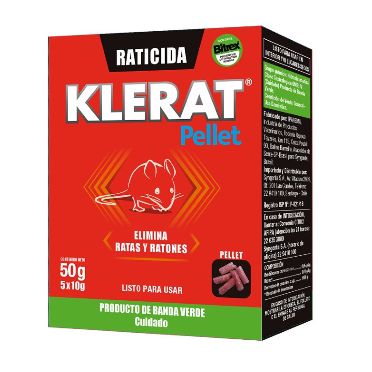 Raticida Pellet 50g Klerat, marca KLERAT - Foto Principal