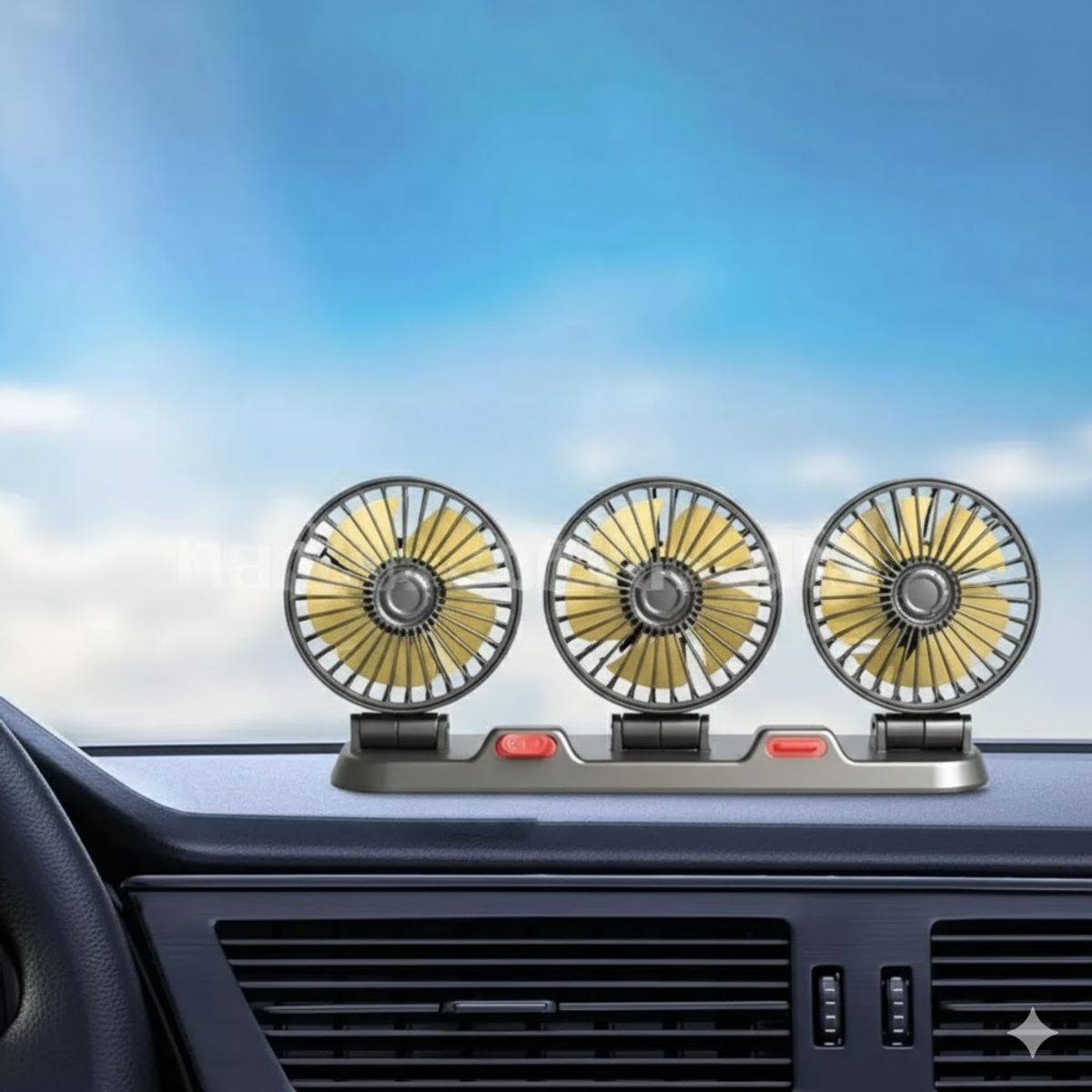 GENERICO - Ventilador Triple Cabezal Giratorio Para Autos 12v