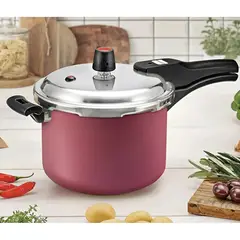 PANELUX - Olla A Presion 4.5 Litros Antiadherente Color Cereza Rojo