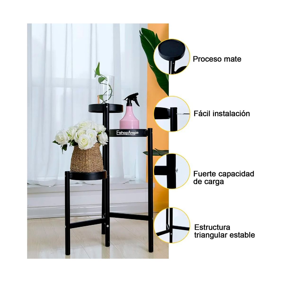 ESHOPANGIE - Organizador Pedestal 3 Niveles Porta Macetero Metal