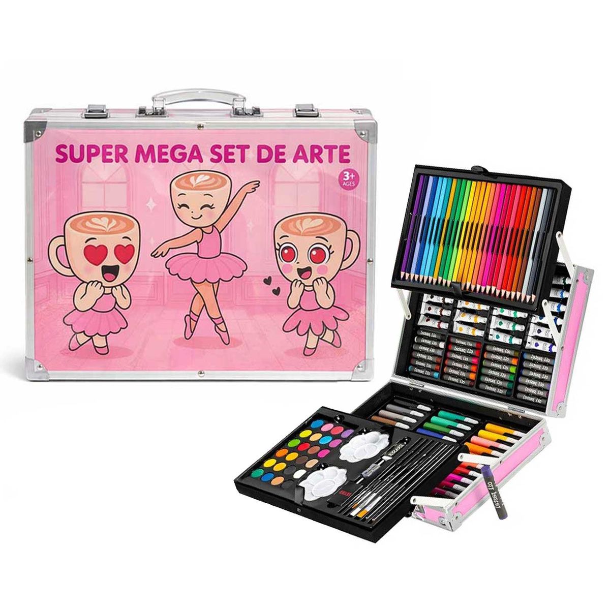 GENERICO - Set de Arte 145 pz Maleta Pintura y Dibujo Ballerina Capuchina