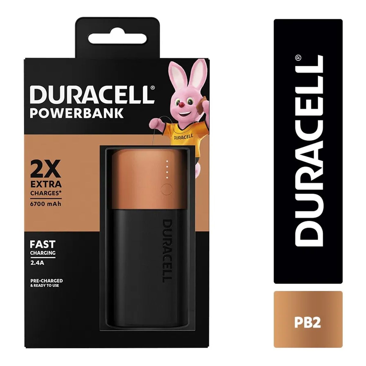 DURACELL - Batería Externa Power Bank Duracell Pb2 6700 Mah Color Negro