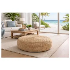 GENERICO - Puf de Yute Elara Natural y Decorativo