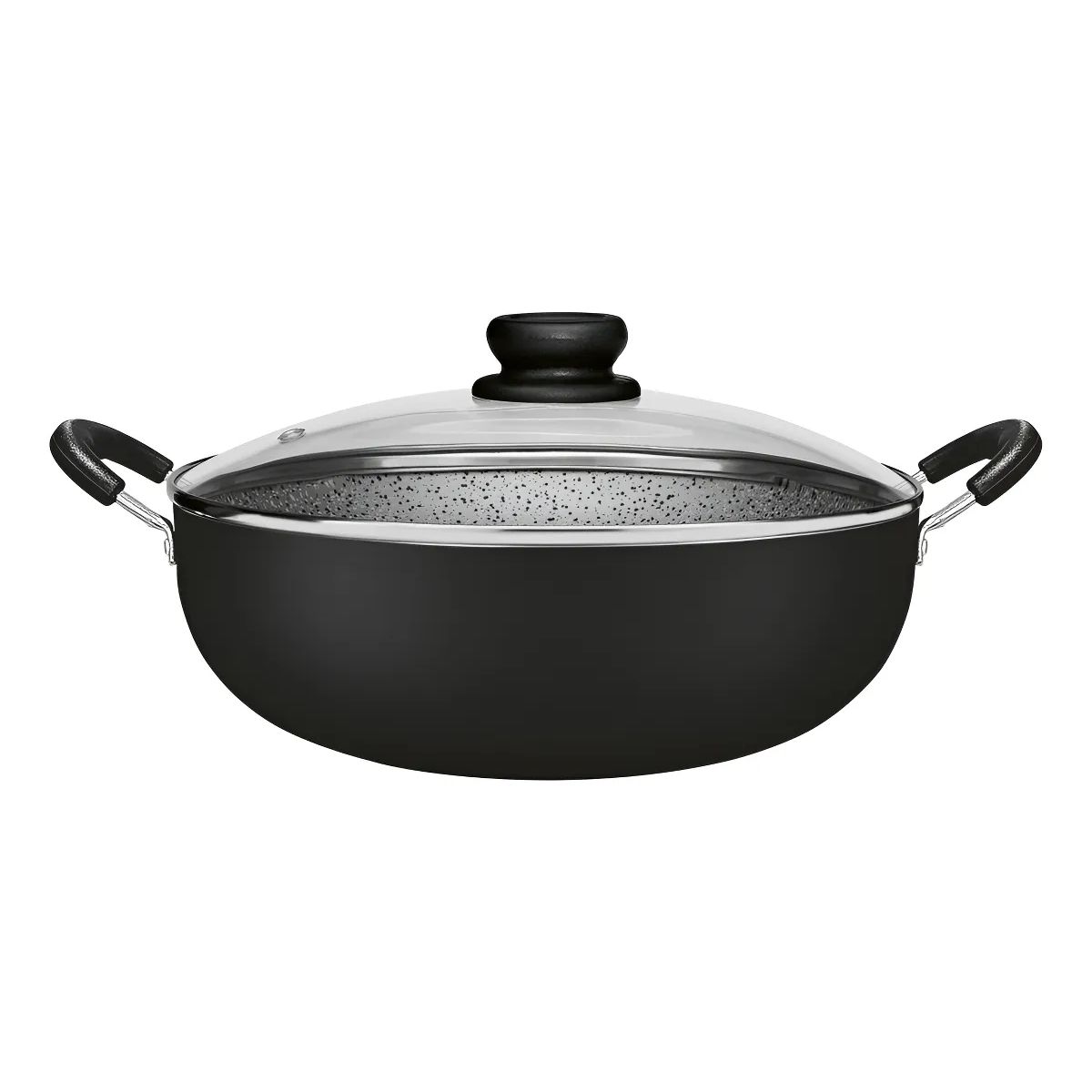 PANELUX - Wok Sarten Panelux 28cm Antiadherente Granito Con Tapa Negro Negro