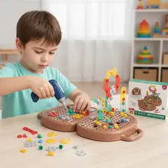 GENERICO - Set de Construcción 3D con Taladro Maletín Osito