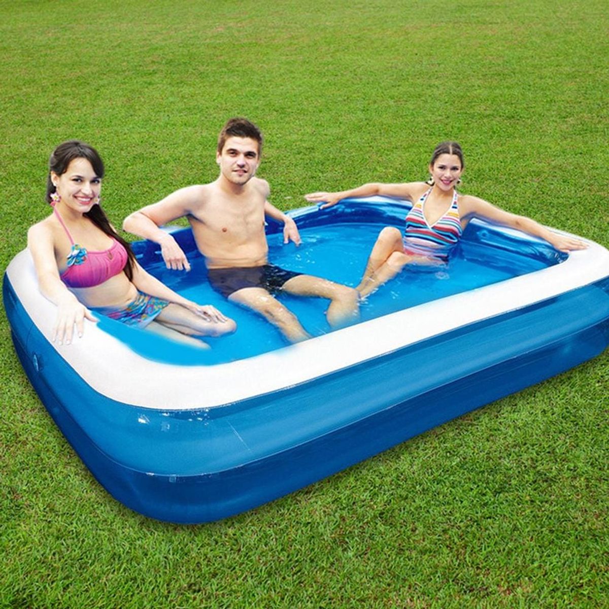 GENERICO - Piscina inflable azul 2 aros 2.62m x1.75m x51 cm