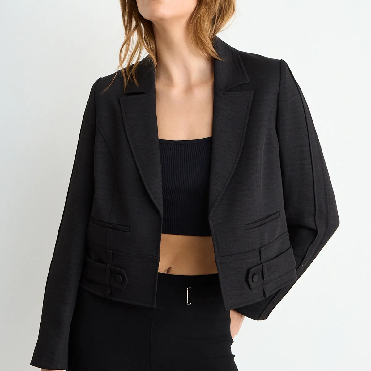 IO - Blazer Liso Mujer Negro Io