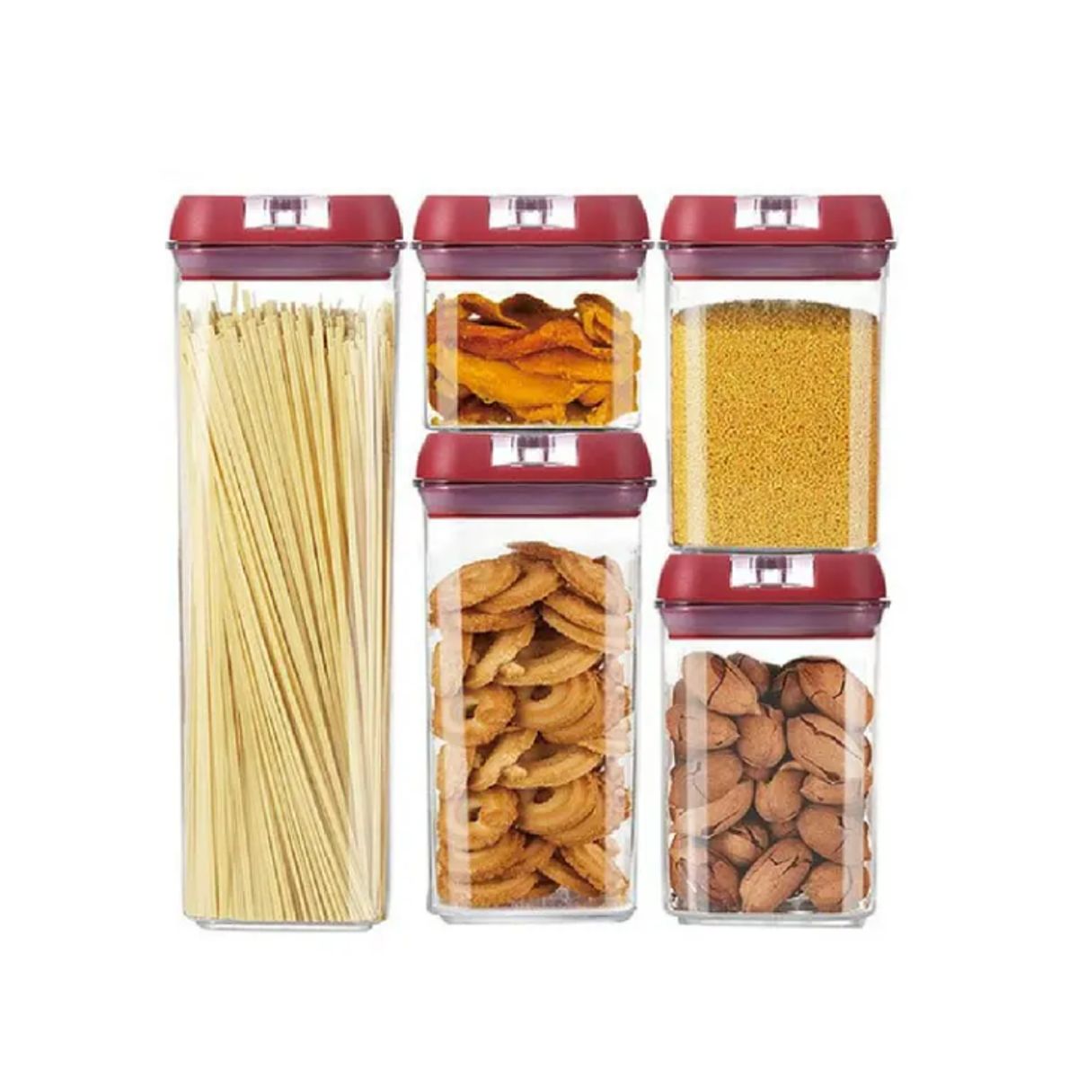 GENERICO - Set 5 Contenedores De Alimento Tapa Hermética Almacenamiento