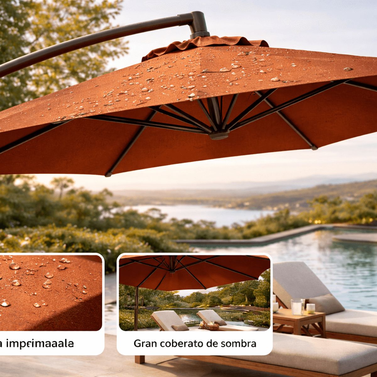 SPACE HOME - Quitasol Lateral 3 Metros Exterior Elegante y Funcional con Base Reforzada