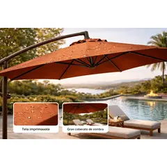 SPACE HOME - Quitasol Lateral 3 Metros Exterior Elegante y Funcional con Base Reforzada