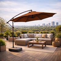 Quitasol Lateral 3m Café con Base 60L Impermeable con Base Reforzada