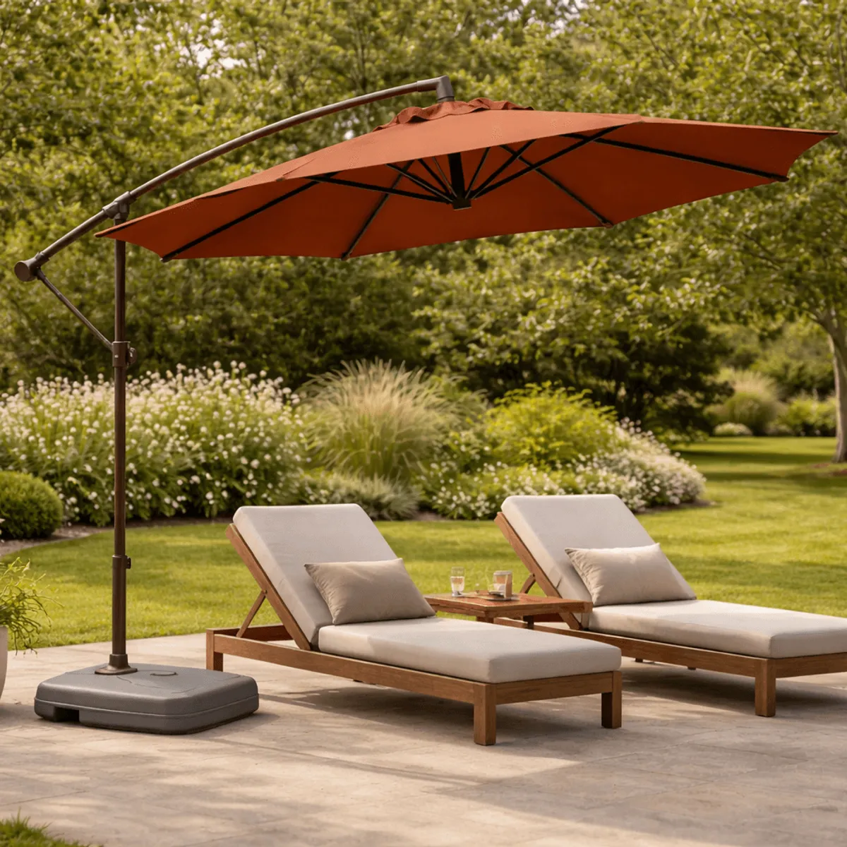 Quitasol Lateral 3mtrs Café con Base Reforzada Impermeable con UV30, marca SPACE HOME - Foto 2