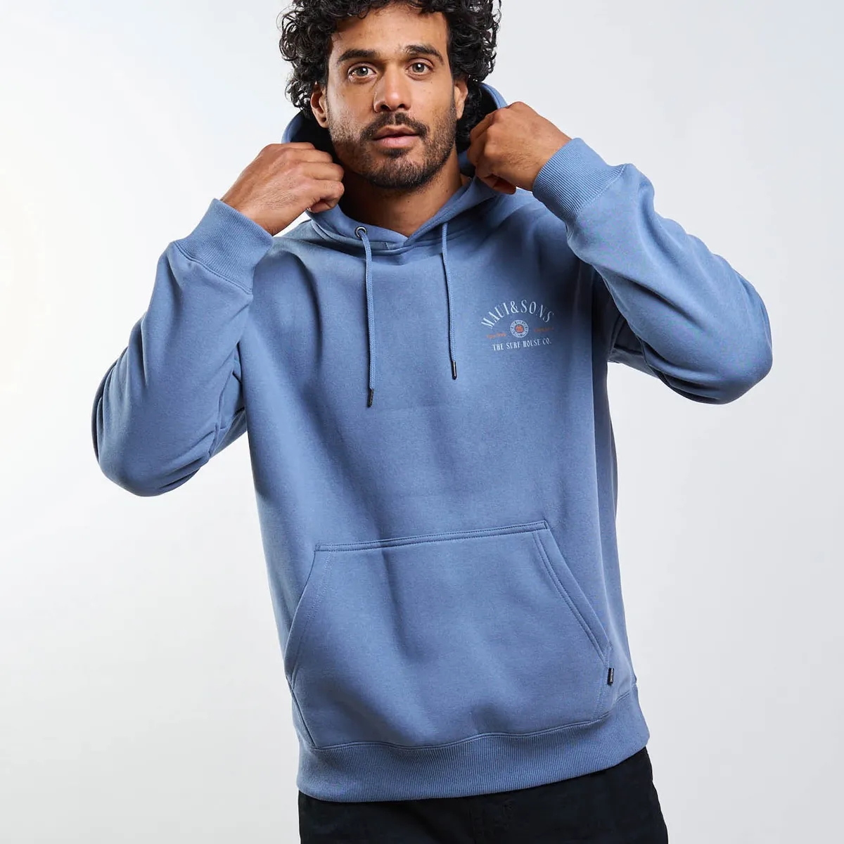 MAUI AND SONS - Poleron Canguro Surf house Celeste Hombre Maui And Sons