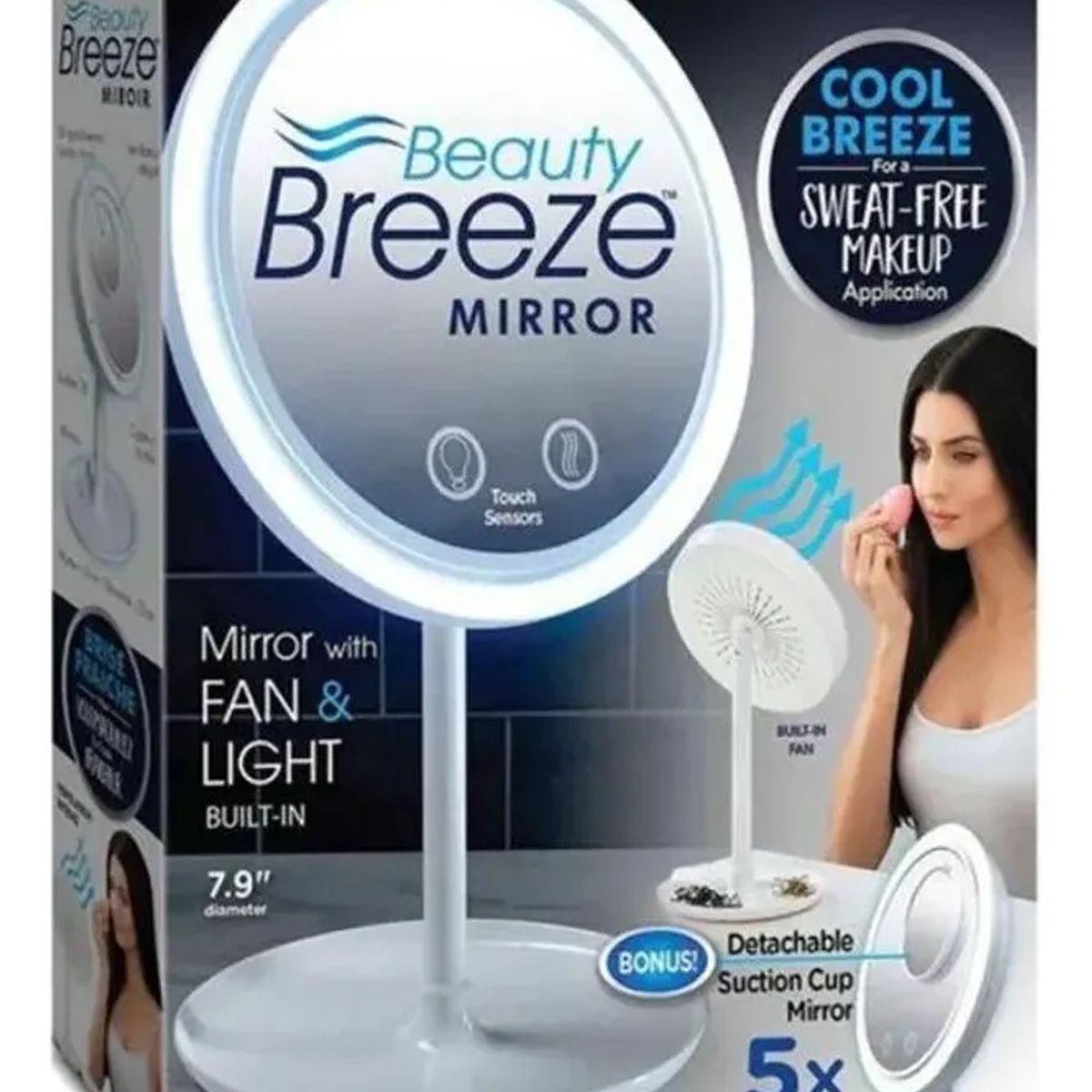 GENERICO - Espejo Para Maquillaje 3 En 1 Luz Led Ventilador Mini Espejo Blanco