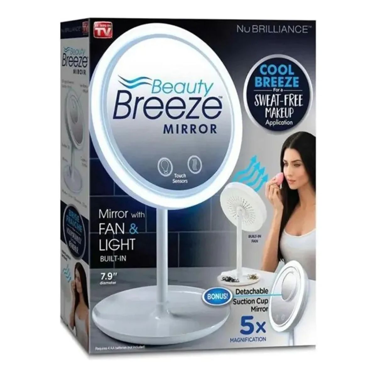 GENERICO - Espejo Para Maquillaje 3 En 1 Luz Led Ventilador Mini Espejo Blanco