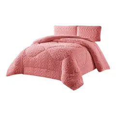 GENERICO - Cubrecama de Invierno Trenzado con Chiporro 2 Plazas Rosa