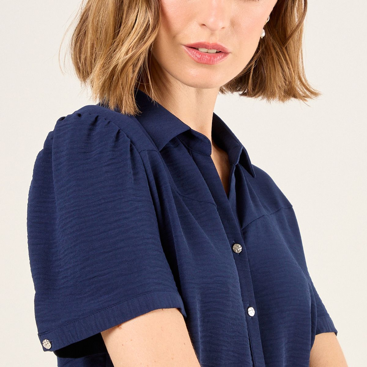 MA GRIFFE - Blusa Lisa Mujer Azul Marino Magriffe