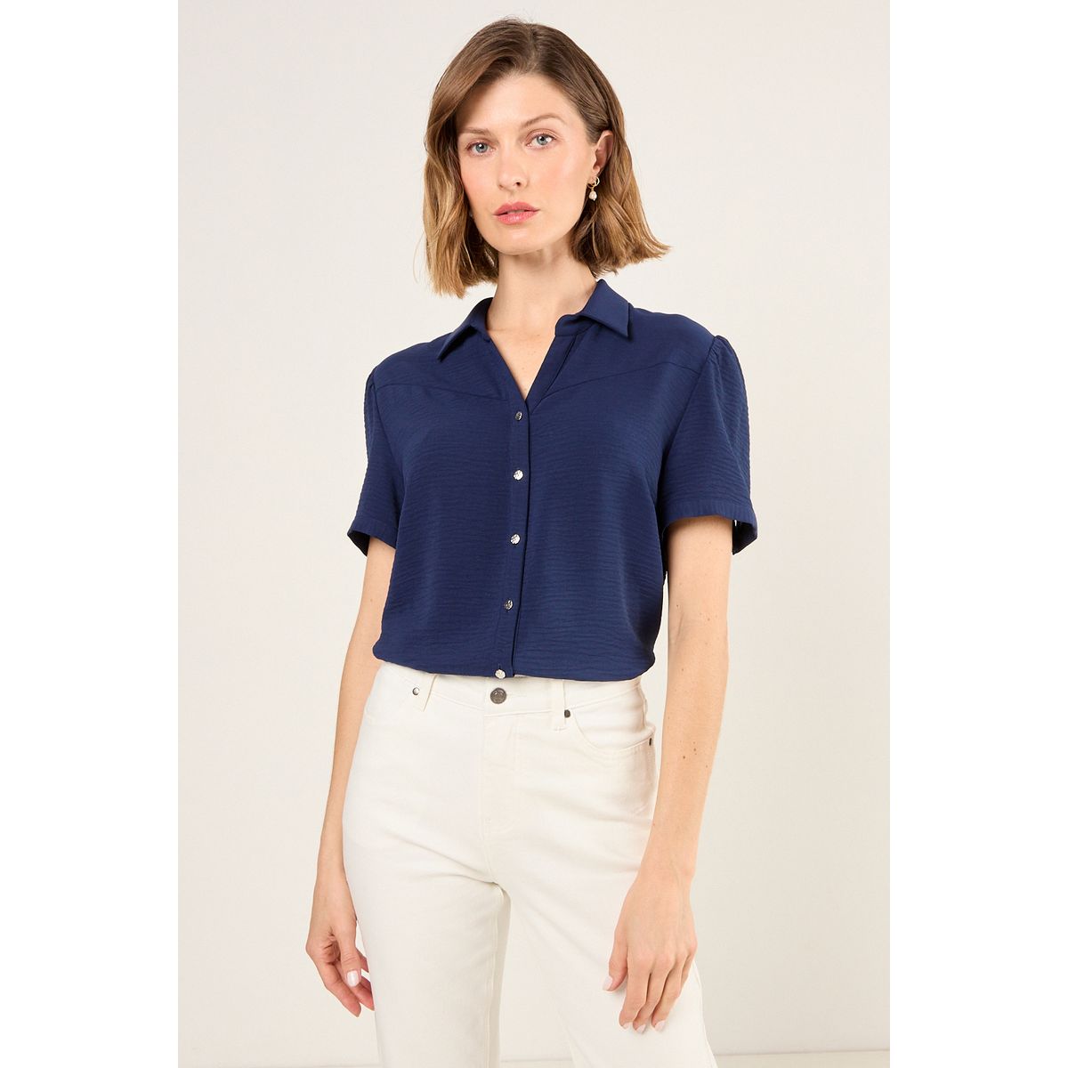 MA GRIFFE - Blusa Lisa Mujer Azul Marino Magriffe