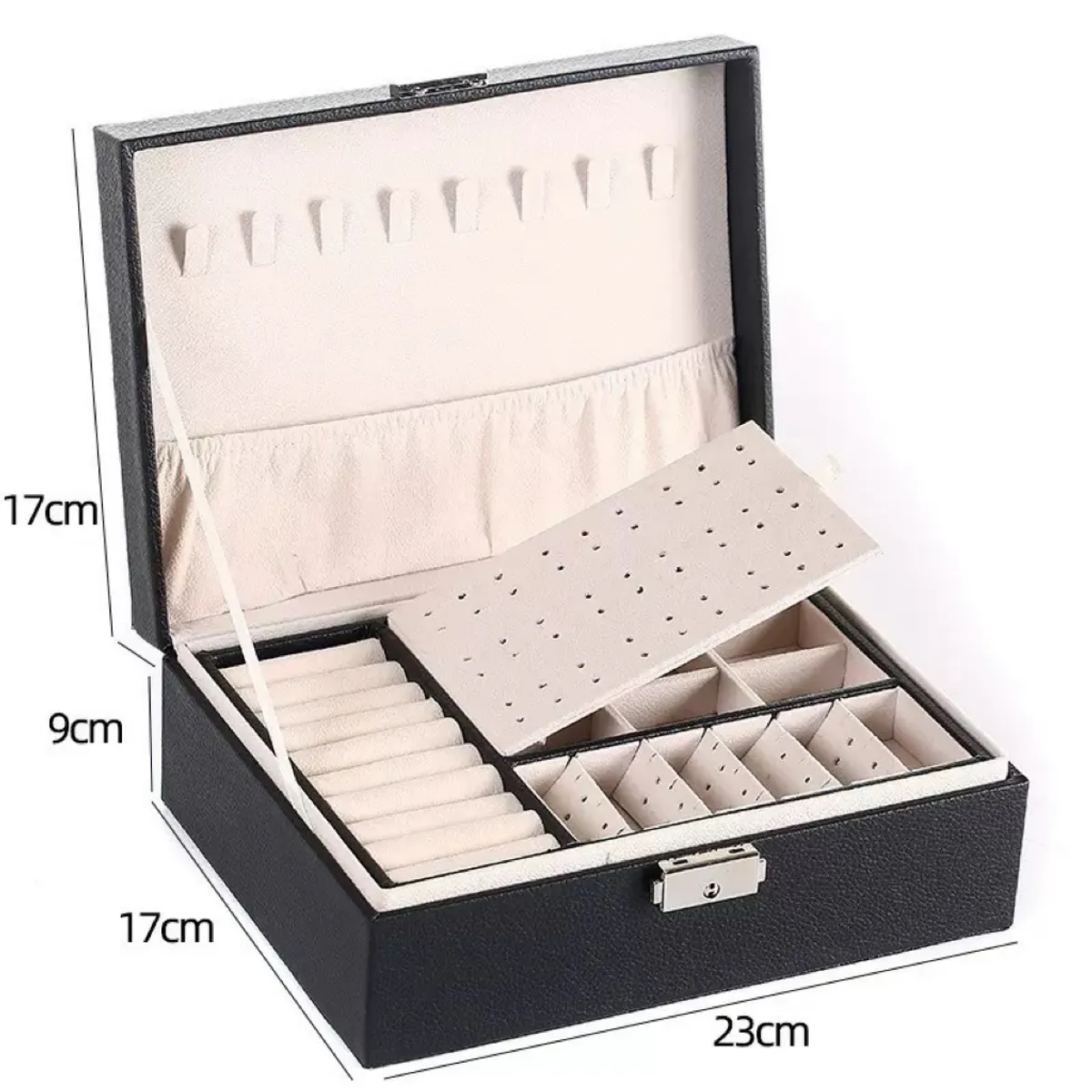 GENERICO - Organizador Joya Joyero Para Collar Anillos Caja De Almacenamiento De Joyas Dos Niveles 23179cm Negro