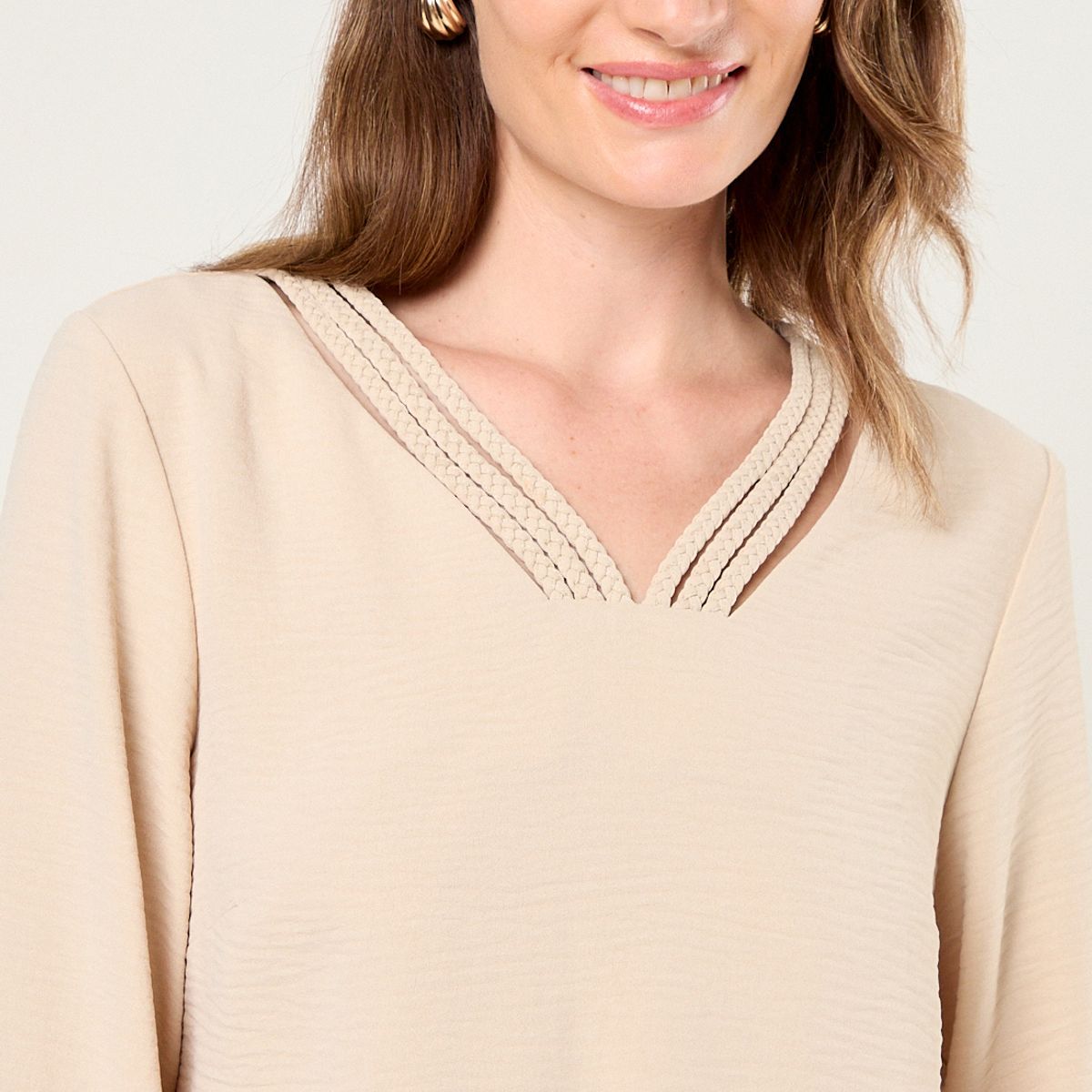 MA GRIFFE - Blusa Lisa Mujer Beige Magriffe