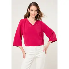 MA GRIFFE - Blusa Lisa Mujer Fucsia Magriffe