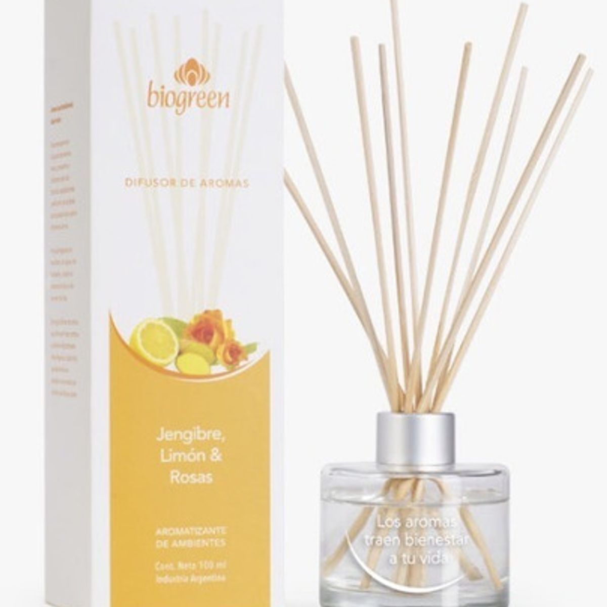 GENERICO - DIFUSOR DE AROMAS JENGIBRE LIMON Y ROSAS 100ML - BIOGREEN