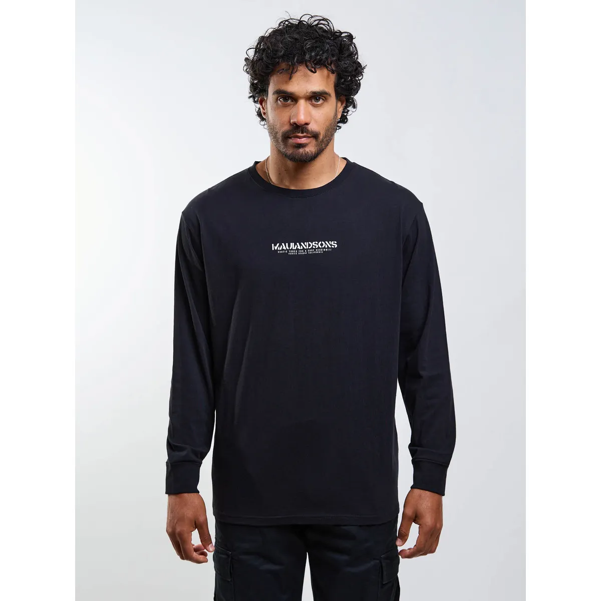 MAUI AND SONS - Polera ML Stencil Negro Hombre Maui And Sons