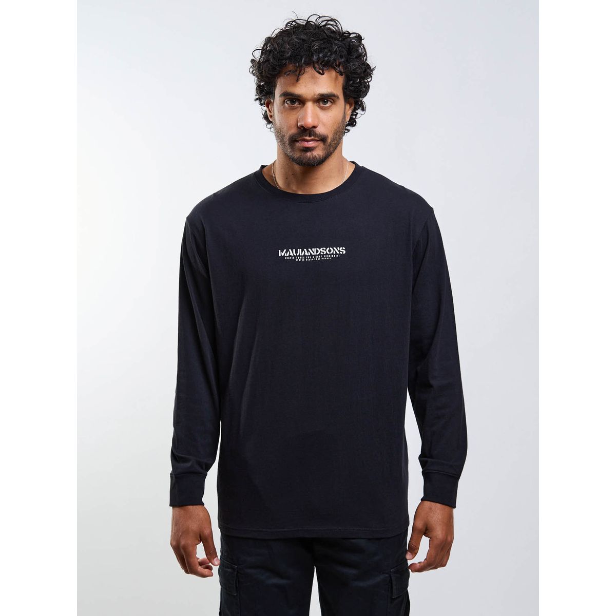 MAUI AND SONS - Polera ML Stencil Negro Hombre Maui And Sons