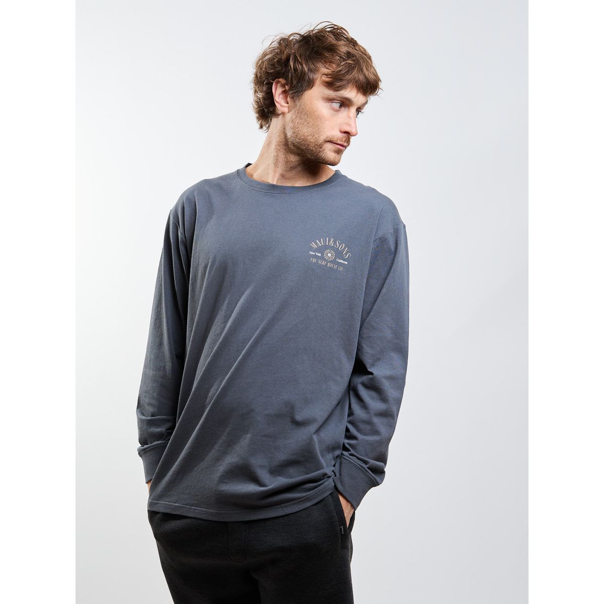 MAUI AND SONS - Polera ML Surf House Gris Hombre Maui And Sons
