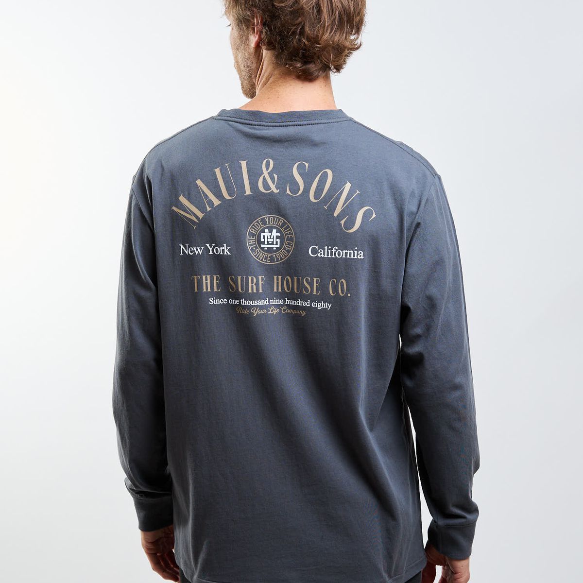 MAUI AND SONS - Polera ML Surf House Gris Hombre Maui And Sons