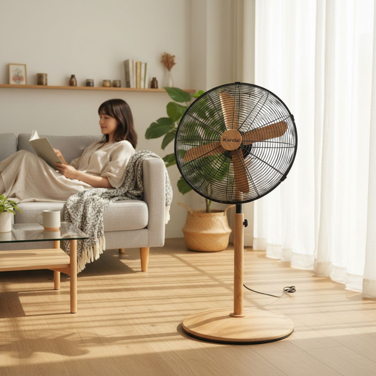 KENDAL - Ventilador Pedestal Silencioso Madera 16  Kzf-1616f Kendal