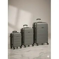 GENERICO - Set de 3 Maletas Rígidas con Ruedas 360°Candado de Seguridad COLOR GRIS OSCURO