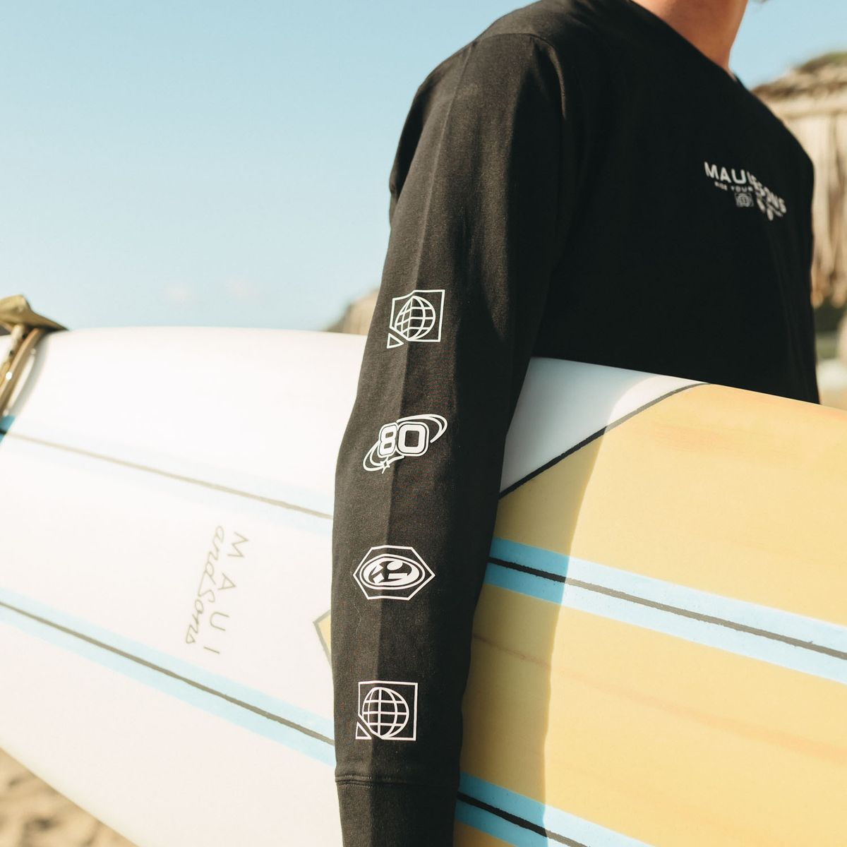 MAUI AND SONS - Polera ML Barding co Negro Hombre Maui And Sons