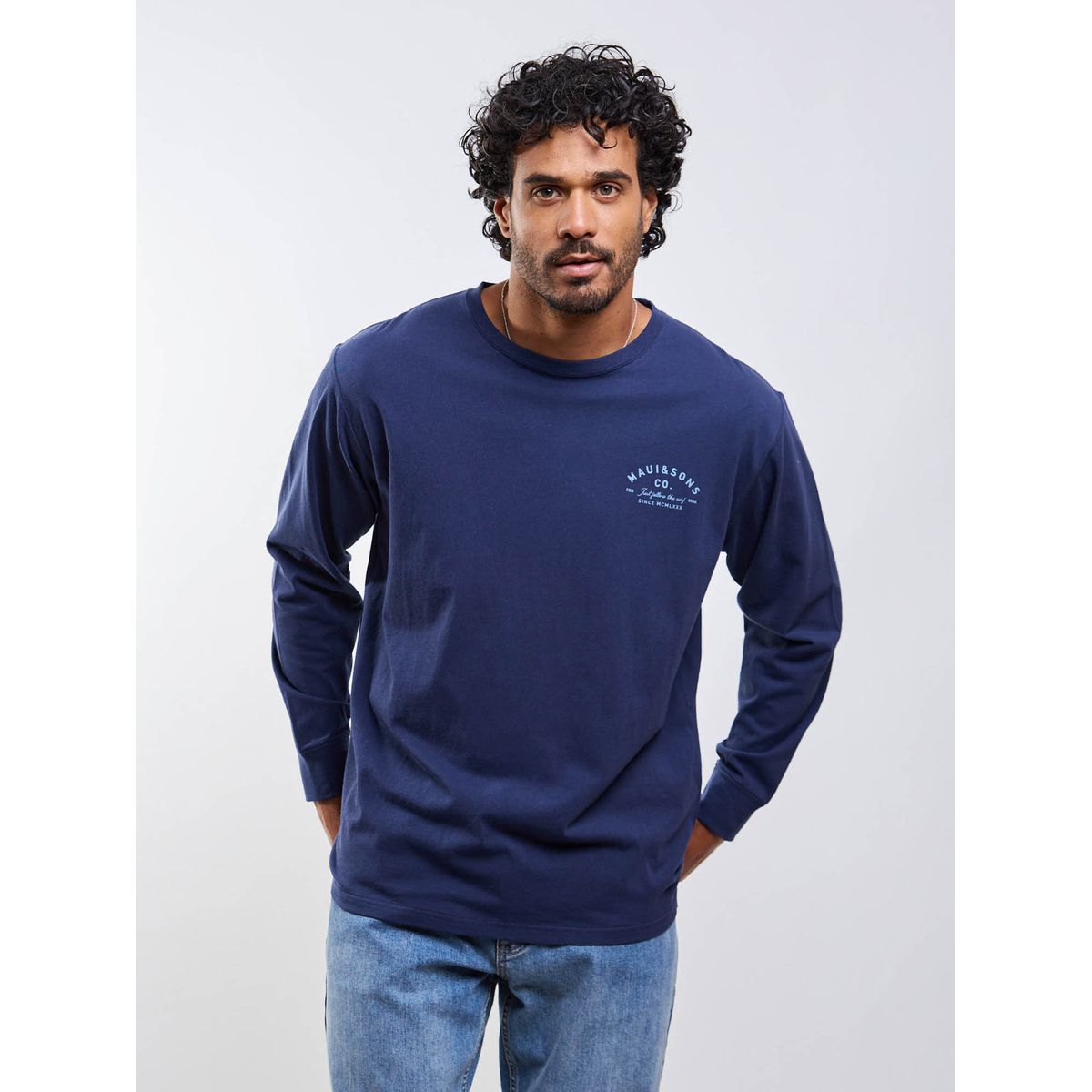 MAUI AND SONS - Polera ML Follow the surf Azul Hombre Maui And Sons