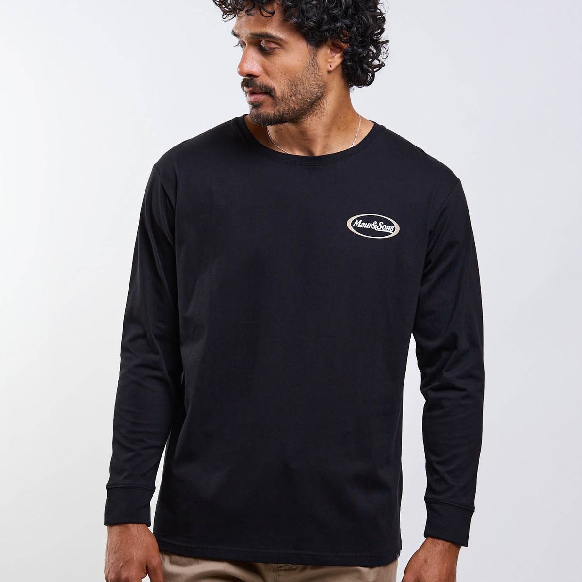 MAUI AND SONS - Polera ML Maly Negro Hombre Maui And Sons