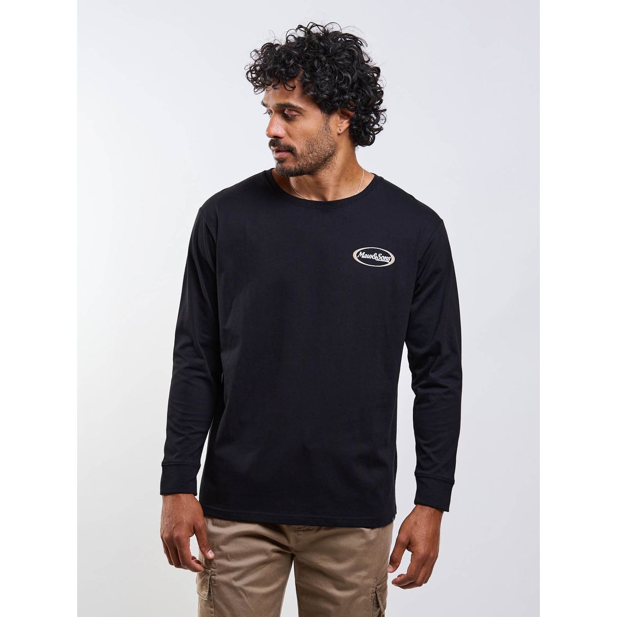 MAUI AND SONS - Polera ML Maly Negro Hombre Maui And Sons
