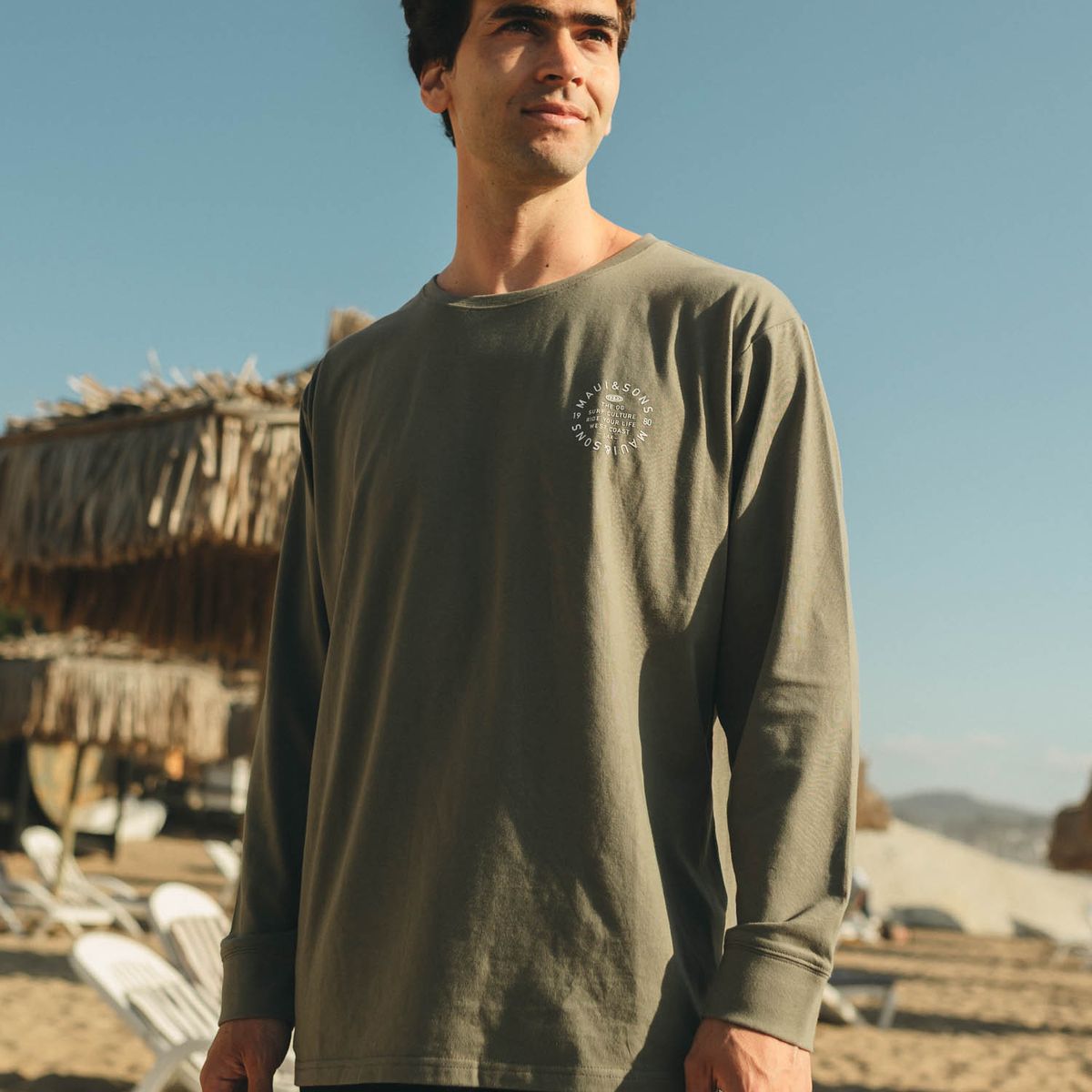 MAUI AND SONS - Polera ML Moanae Verde Hombre Maui And Sons